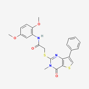 molecular formula C23H21N3O4S2 B6554893 N-(2,5-dimethoxyphenyl)-2-({3-methyl-4-oxo-7-phenyl-3H,4H-thieno[3,2-d]pyrimidin-2-yl}sulfanyl)acetamide CAS No. 1040632-86-7
