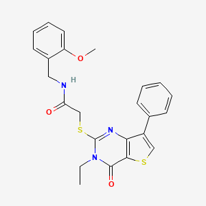 molecular formula C24H23N3O3S2 B6554920 2-({3-ethyl-4-oxo-7-phenyl-3H,4H-thieno[3,2-d]pyrimidin-2-yl}sulfanyl)-N-[(2-methoxyphenyl)methyl]acetamide CAS No. 1040635-33-3