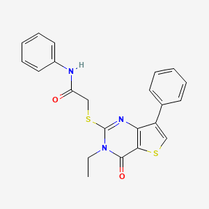 molecular formula C22H19N3O2S2 B6554931 2-({3-ethyl-4-oxo-7-phenyl-3H,4H-thieno[3,2-d]pyrimidin-2-yl}sulfanyl)-N-phenylacetamide CAS No. 1040636-13-2