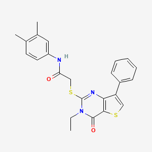 molecular formula C24H23N3O2S2 B6554950 N-(3,4-dimethylphenyl)-2-({3-ethyl-4-oxo-7-phenyl-3H,4H-thieno[3,2-d]pyrimidin-2-yl}sulfanyl)acetamide CAS No. 1040660-11-4