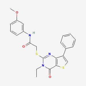 molecular formula C23H21N3O3S2 B6554952 2-({3-ethyl-4-oxo-7-phenyl-3H,4H-thieno[3,2-d]pyrimidin-2-yl}sulfanyl)-N-(3-methoxyphenyl)acetamide CAS No. 1040660-58-9