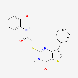 molecular formula C23H21N3O3S2 B6554956 2-({3-ethyl-4-oxo-7-phenyl-3H,4H-thieno[3,2-d]pyrimidin-2-yl}sulfanyl)-N-(2-methoxyphenyl)acetamide CAS No. 1040660-52-3