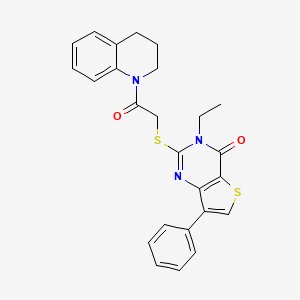 molecular formula C25H23N3O2S2 B6554961 3-ethyl-2-{[2-oxo-2-(1,2,3,4-tetrahydroquinolin-1-yl)ethyl]sulfanyl}-7-phenyl-3H,4H-thieno[3,2-d]pyrimidin-4-one CAS No. 1040660-46-5