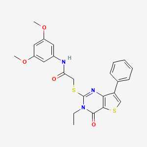 molecular formula C24H23N3O4S2 B6554971 N-(3,5-dimethoxyphenyl)-2-({3-ethyl-4-oxo-7-phenyl-3H,4H-thieno[3,2-d]pyrimidin-2-yl}sulfanyl)acetamide CAS No. 1040660-82-9