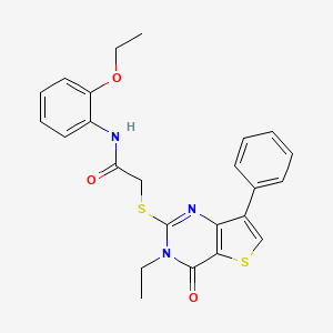 molecular formula C24H23N3O3S2 B6554976 N-(2-ethoxyphenyl)-2-({3-ethyl-4-oxo-7-phenyl-3H,4H-thieno[3,2-d]pyrimidin-2-yl}sulfanyl)acetamide CAS No. 1040660-89-6