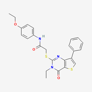 molecular formula C24H23N3O3S2 B6554980 N-(4-ethoxyphenyl)-2-({3-ethyl-4-oxo-7-phenyl-3H,4H-thieno[3,2-d]pyrimidin-2-yl}sulfanyl)acetamide CAS No. 1040660-96-5