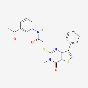 molecular formula C24H21N3O3S2 B6554988 N-(3-acetylphenyl)-2-({3-ethyl-4-oxo-7-phenyl-3H,4H-thieno[3,2-d]pyrimidin-2-yl}sulfanyl)acetamide CAS No. 1040661-10-6