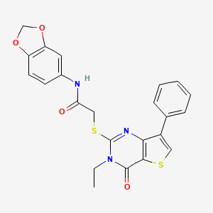 molecular formula C23H19N3O4S2 B6554992 N-(2H-1,3-benzodioxol-5-yl)-2-({3-ethyl-4-oxo-7-phenyl-3H,4H-thieno[3,2-d]pyrimidin-2-yl}sulfanyl)acetamide CAS No. 1040661-03-7