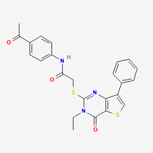 molecular formula C24H21N3O3S2 B6554993 N-(4-acetylphenyl)-2-({3-ethyl-4-oxo-7-phenyl-3H,4H-thieno[3,2-d]pyrimidin-2-yl}sulfanyl)acetamide CAS No. 1040661-17-3