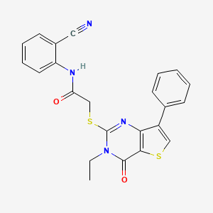 molecular formula C23H18N4O2S2 B6554997 N-(2-cyanophenyl)-2-({3-ethyl-4-oxo-7-phenyl-3H,4H-thieno[3,2-d]pyrimidin-2-yl}sulfanyl)acetamide CAS No. 1040661-24-2