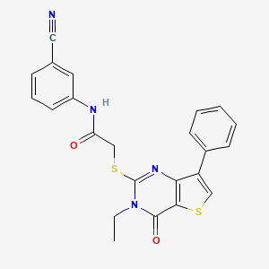 molecular formula C23H18N4O2S2 B6555001 N-(3-cyanophenyl)-2-({3-ethyl-4-oxo-7-phenyl-3H,4H-thieno[3,2-d]pyrimidin-2-yl}sulfanyl)acetamide CAS No. 1040661-31-1
