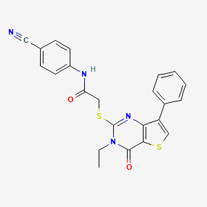 molecular formula C23H18N4O2S2 B6555003 N-(4-cyanophenyl)-2-({3-ethyl-4-oxo-7-phenyl-3H,4H-thieno[3,2-d]pyrimidin-2-yl}sulfanyl)acetamide CAS No. 1040661-38-8