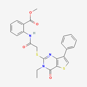 molecular formula C24H21N3O4S2 B6555008 methyl 2-[2-({3-ethyl-4-oxo-7-phenyl-3H,4H-thieno[3,2-d]pyrimidin-2-yl}sulfanyl)acetamido]benzoate CAS No. 1040661-45-7