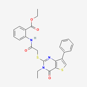 ethyl 2-[2-({3-ethyl-4-oxo-7-phenyl-3H,4H-thieno[3,2-d]pyrimidin-2-yl}sulfanyl)acetamido]benzoate