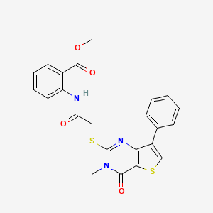 molecular formula C25H23N3O4S2 B6555010 ethyl 2-[2-({3-ethyl-4-oxo-7-phenyl-3H,4H-thieno[3,2-d]pyrimidin-2-yl}sulfanyl)acetamido]benzoate CAS No. 1040661-52-6