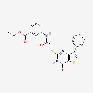 ethyl 3-[2-({3-ethyl-4-oxo-7-phenyl-3H,4H-thieno[3,2-d]pyrimidin-2-yl}sulfanyl)acetamido]benzoate