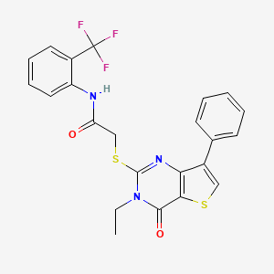 molecular formula C23H18F3N3O2S2 B6555018 2-({3-ethyl-4-oxo-7-phenyl-3H,4H-thieno[3,2-d]pyrimidin-2-yl}sulfanyl)-N-[2-(trifluoromethyl)phenyl]acetamide CAS No. 1040662-27-8