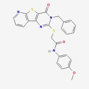 molecular formula C25H20N4O3S2 B6555030 2-({5-benzyl-6-oxo-8-thia-3,5,10-triazatricyclo[7.4.0.0^{2,7}]trideca-1(9),2(7),3,10,12-pentaen-4-yl}sulfanyl)-N-(4-methoxyphenyl)acetamide CAS No. 1040664-12-7