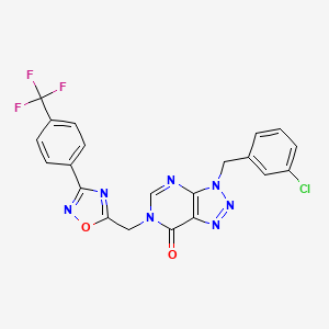 molecular formula C21H13ClF3N7O2 B6555094 3-[(3-chlorophenyl)methyl]-6-({3-[4-(trifluoromethyl)phenyl]-1,2,4-oxadiazol-5-yl}methyl)-3H,6H,7H-[1,2,3]triazolo[4,5-d]pyrimidin-7-one CAS No. 1040639-32-4