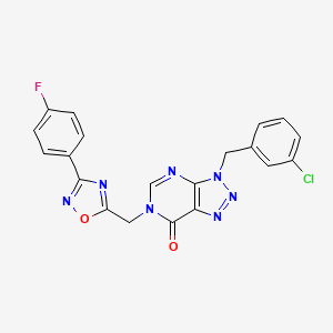 molecular formula C20H13ClFN7O2 B6555100 3-[(3-chlorophenyl)methyl]-6-{[3-(4-fluorophenyl)-1,2,4-oxadiazol-5-yl]methyl}-3H,6H,7H-[1,2,3]triazolo[4,5-d]pyrimidin-7-one CAS No. 1040639-39-1