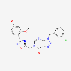 molecular formula C22H18ClN7O4 B6555104 3-[(3-chlorophenyl)methyl]-6-{[3-(2,4-dimethoxyphenyl)-1,2,4-oxadiazol-5-yl]methyl}-3H,6H,7H-[1,2,3]triazolo[4,5-d]pyrimidin-7-one CAS No. 1040639-46-0
