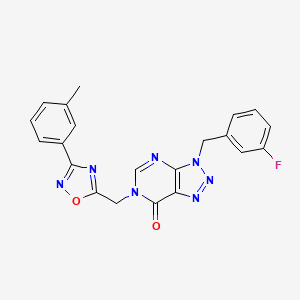 molecular formula C21H16FN7O2 B6555107 3-[(3-fluorophenyl)methyl]-6-{[3-(3-methylphenyl)-1,2,4-oxadiazol-5-yl]methyl}-3H,6H,7H-[1,2,3]triazolo[4,5-d]pyrimidin-7-one CAS No. 1040639-60-8