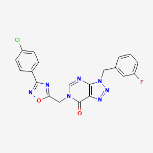 molecular formula C20H13ClFN7O2 B6555116 6-{[3-(4-chlorophenyl)-1,2,4-oxadiazol-5-yl]methyl}-3-[(3-fluorophenyl)methyl]-3H,6H,7H-[1,2,3]triazolo[4,5-d]pyrimidin-7-one CAS No. 1040639-75-5