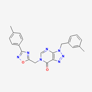 molecular formula C22H19N7O2 B6555126 6-{[3-(4-methylphenyl)-1,2,4-oxadiazol-5-yl]methyl}-3-[(3-methylphenyl)methyl]-3H,6H,7H-[1,2,3]triazolo[4,5-d]pyrimidin-7-one CAS No. 1040640-13-8