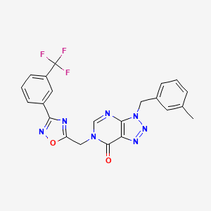 molecular formula C22H16F3N7O2 B6555129 3-[(3-methylphenyl)methyl]-6-({3-[3-(trifluoromethyl)phenyl]-1,2,4-oxadiazol-5-yl}methyl)-3H,6H,7H-[1,2,3]triazolo[4,5-d]pyrimidin-7-one CAS No. 1040640-19-4