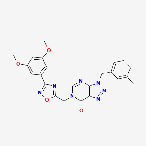 molecular formula C23H21N7O4 B6555138 6-{[3-(3,5-dimethoxyphenyl)-1,2,4-oxadiazol-5-yl]methyl}-3-[(3-methylphenyl)methyl]-3H,6H,7H-[1,2,3]triazolo[4,5-d]pyrimidin-7-one CAS No. 1040640-33-2