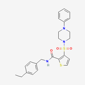 molecular formula C24H27N3O3S2 B6555142 N-[(4-ethylphenyl)methyl]-3-[(4-phenylpiperazin-1-yl)sulfonyl]thiophene-2-carboxamide CAS No. 1040640-64-9