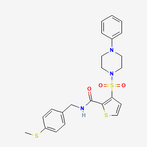 molecular formula C23H25N3O3S3 B6555183 N-{[4-(methylsulfanyl)phenyl]methyl}-3-[(4-phenylpiperazin-1-yl)sulfonyl]thiophene-2-carboxamide CAS No. 1040641-22-2