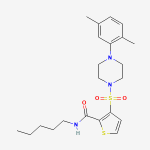 molecular formula C22H31N3O3S2 B6555194 3-{[4-(2,5-dimethylphenyl)piperazin-1-yl]sulfonyl}-N-pentylthiophene-2-carboxamide CAS No. 1040641-60-8