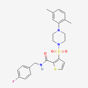 molecular formula C24H26FN3O3S2 B6555199 3-{[4-(2,5-dimethylphenyl)piperazin-1-yl]sulfonyl}-N-[(4-fluorophenyl)methyl]thiophene-2-carboxamide CAS No. 1040641-89-1