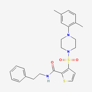 molecular formula C25H29N3O3S2 B6555207 3-{[4-(2,5-dimethylphenyl)piperazin-1-yl]sulfonyl}-N-(2-phenylethyl)thiophene-2-carboxamide CAS No. 1040641-96-0
