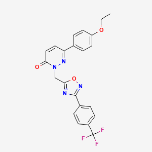molecular formula C22H17F3N4O3 B6555237 6-(4-ethoxyphenyl)-2-({3-[4-(trifluoromethyl)phenyl]-1,2,4-oxadiazol-5-yl}methyl)-2,3-dihydropyridazin-3-one CAS No. 1040642-90-7