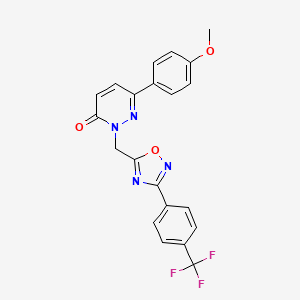molecular formula C21H15F3N4O3 B6555252 6-(4-methoxyphenyl)-2-({3-[4-(trifluoromethyl)phenyl]-1,2,4-oxadiazol-5-yl}methyl)-2,3-dihydropyridazin-3-one CAS No. 1040643-14-8