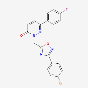 molecular formula C19H12BrFN4O2 B6555260 2-{[3-(4-bromophenyl)-1,2,4-oxadiazol-5-yl]methyl}-6-(4-fluorophenyl)-2,3-dihydropyridazin-3-one CAS No. 1040643-22-8