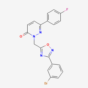 molecular formula C19H12BrFN4O2 B6555268 2-{[3-(3-bromophenyl)-1,2,4-oxadiazol-5-yl]methyl}-6-(4-fluorophenyl)-2,3-dihydropyridazin-3-one CAS No. 1040643-38-6