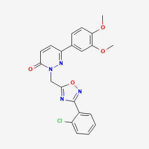 molecular formula C21H17ClN4O4 B6555270 2-{[3-(2-chlorophenyl)-1,2,4-oxadiazol-5-yl]methyl}-6-(3,4-dimethoxyphenyl)-2,3-dihydropyridazin-3-one CAS No. 1040643-70-6