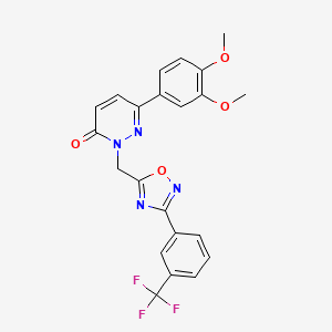molecular formula C22H17F3N4O4 B6555275 6-(3,4-dimethoxyphenyl)-2-({3-[3-(trifluoromethyl)phenyl]-1,2,4-oxadiazol-5-yl}methyl)-2,3-dihydropyridazin-3-one CAS No. 1040643-94-4