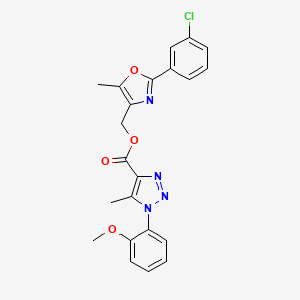 molecular formula C22H19ClN4O4 B6555293 [2-(3-chlorophenyl)-5-methyl-1,3-oxazol-4-yl]methyl 1-(2-methoxyphenyl)-5-methyl-1H-1,2,3-triazole-4-carboxylate CAS No. 1040644-82-3