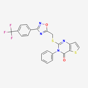 molecular formula C22H13F3N4O2S2 B6555334 3-phenyl-2-[({3-[4-(trifluoromethyl)phenyl]-1,2,4-oxadiazol-5-yl}methyl)sulfanyl]-3H,4H-thieno[3,2-d]pyrimidin-4-one CAS No. 1040645-82-6