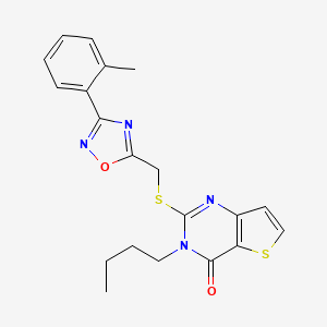 molecular formula C20H20N4O2S2 B6555349 3-butyl-2-({[3-(2-methylphenyl)-1,2,4-oxadiazol-5-yl]methyl}sulfanyl)-3H,4H-thieno[3,2-d]pyrimidin-4-one CAS No. 1040669-39-3