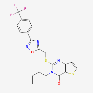 molecular formula C20H17F3N4O2S2 B6555364 3-butyl-2-[({3-[4-(trifluoromethyl)phenyl]-1,2,4-oxadiazol-5-yl}methyl)sulfanyl]-3H,4H-thieno[3,2-d]pyrimidin-4-one CAS No. 1040669-51-9