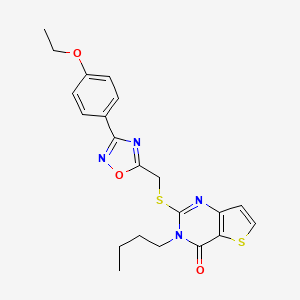 molecular formula C21H22N4O3S2 B6555366 3-butyl-2-({[3-(4-ethoxyphenyl)-1,2,4-oxadiazol-5-yl]methyl}sulfanyl)-3H,4H-thieno[3,2-d]pyrimidin-4-one CAS No. 1040669-66-6