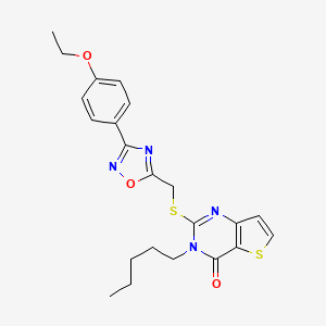 molecular formula C22H24N4O3S2 B6555369 2-({[3-(4-ethoxyphenyl)-1,2,4-oxadiazol-5-yl]methyl}sulfanyl)-3-pentyl-3H,4H-thieno[3,2-d]pyrimidin-4-one CAS No. 1040669-77-9