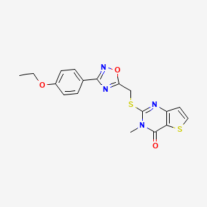 molecular formula C18H16N4O3S2 B6555377 2-({[3-(4-ethoxyphenyl)-1,2,4-oxadiazol-5-yl]methyl}sulfanyl)-3-methyl-3H,4H-thieno[3,2-d]pyrimidin-4-one CAS No. 1040669-88-2