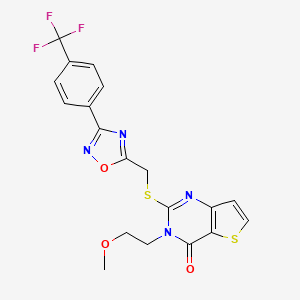 molecular formula C19H15F3N4O3S2 B6555388 3-(2-methoxyethyl)-2-[({3-[4-(trifluoromethyl)phenyl]-1,2,4-oxadiazol-5-yl}methyl)sulfanyl]-3H,4H-thieno[3,2-d]pyrimidin-4-one CAS No. 1040670-38-9