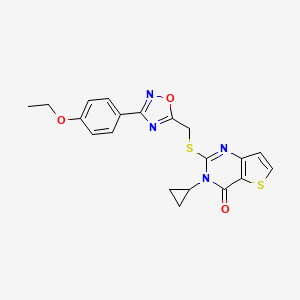 molecular formula C20H18N4O3S2 B6555407 3-cyclopropyl-2-({[3-(4-ethoxyphenyl)-1,2,4-oxadiazol-5-yl]methyl}sulfanyl)-3H,4H-thieno[3,2-d]pyrimidin-4-one CAS No. 1040670-80-1